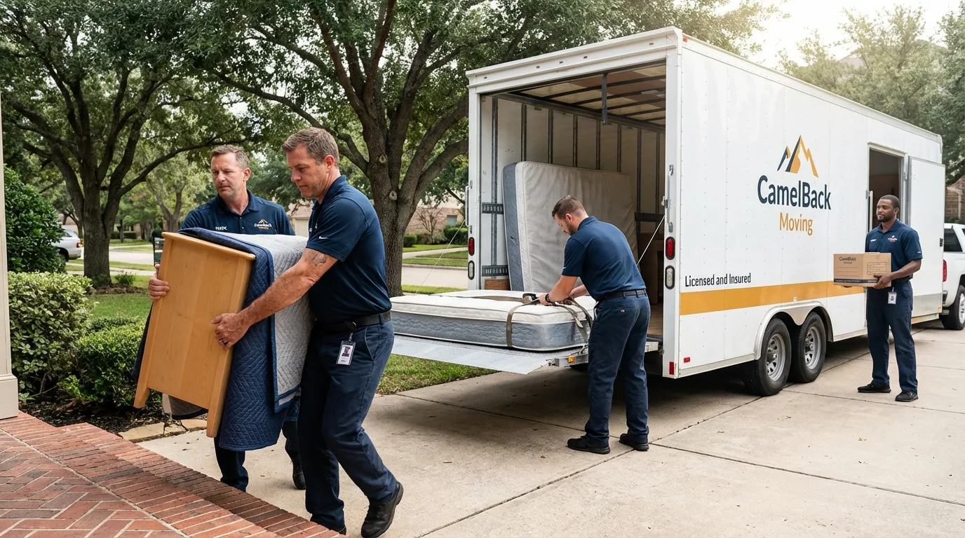 Crew loading residential truck for cross-state move from Laurel, NY
